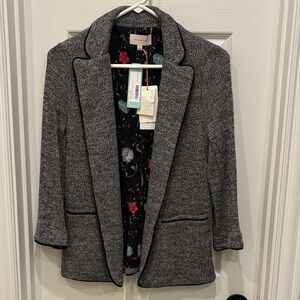 Skies Are Blue Gray Blazer with Floral Interior